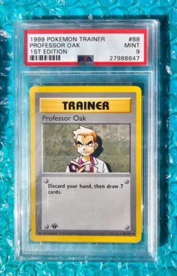 1999 Pokemon Base Set 1st Edition Professor Oak Trainer #88 PSA-9 MINT! - Image 1 of 4