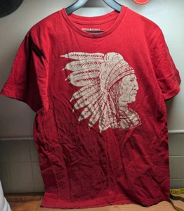 Denim & Supply Ralph Lauren Native American Head T-Shirt, Size Medium, Dark Red - Picture 1 of 16