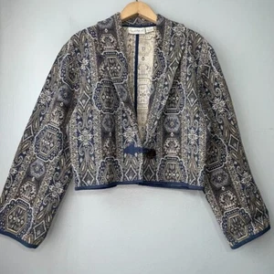 Giacca arazzo blu Flashback donna taglia media Artsy Western Boho Regency - Foto 1 di 12