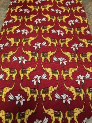 gravata paul fredrick elefante floral 100% seda italiana feita à mão nos EUA 4" de largura - Imagem 1 de 4