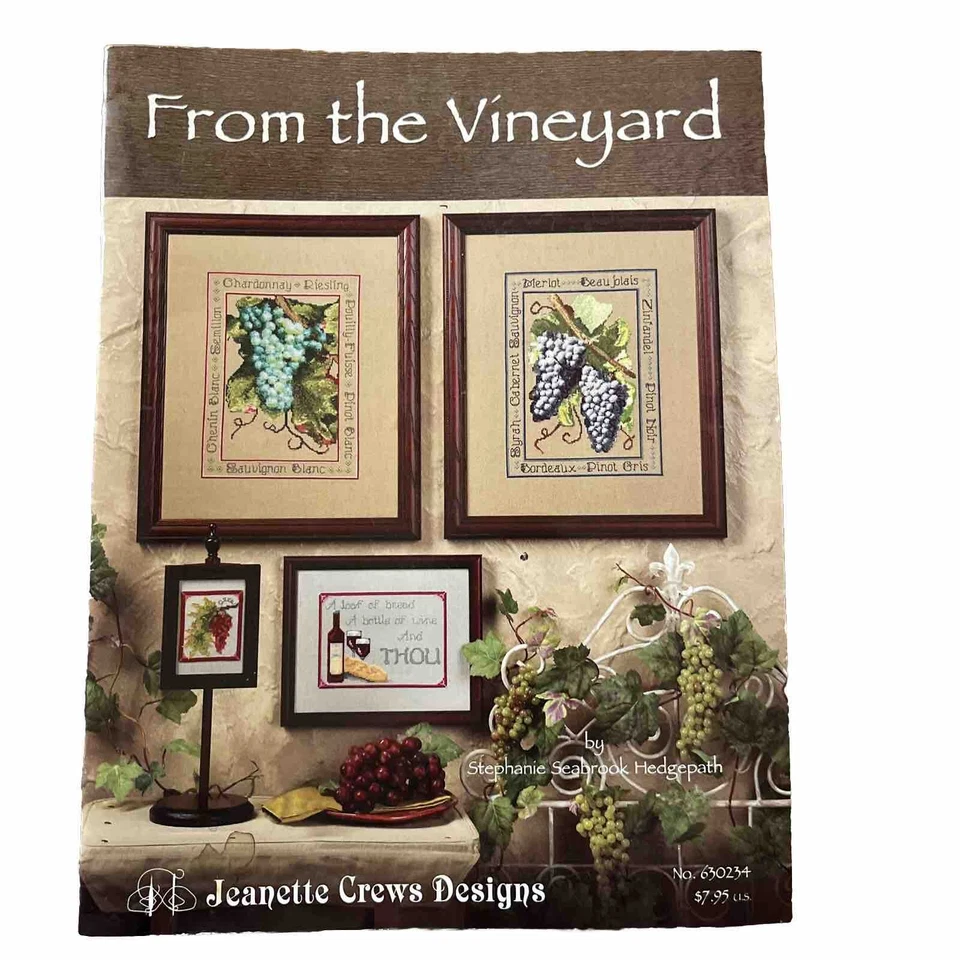 From The Vineyard Cross Stitch Pattern Book Jeanette Crews Designs Grapes Wine - Image 1 of 2