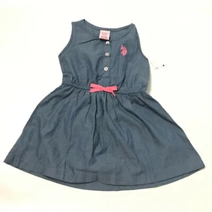 US Polo Assn Mädchen Skater Kleid Baumwollmischung Ärmellos Blau Gr. 18M Neu K5 - Bild 1 von 4