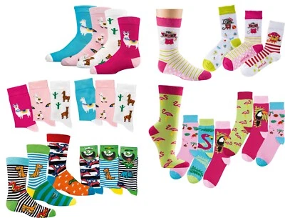 Wowerat 3 Paar bunte Socken Monster, Dino, Katzen Flamingo,Einhorn 19 - 38
