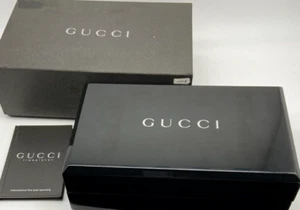Gucci Vintage Black Wood Watch Box Case Booklet Rare #1536 - Bild 1 von 18