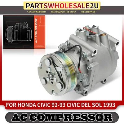 A/C Compressor w/ Clutch for Honda Civic 1992-1993 Civic del Sol 1993 4-Groove - Image 1 of 4