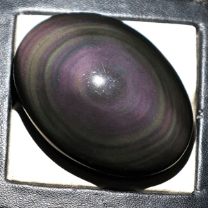 16.7g Natural Rainbow Obsidian Hi-Grade Collectible Oval Crystal Palmstone~ 41mm - Picture 1 of 12