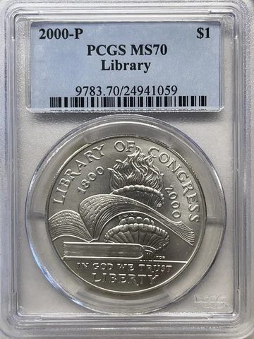 2000-P PCGS MS70 LIBRARY OF CONGRESS COMMEMORATIVE SILVER DOLLAR Cover