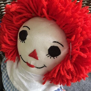 Bambola Raggedy Andy fatta a mano 18" tessuto Rag Doll rosso blu ragazzo tessuto morbido - Foto 1 di 8