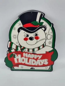 Vtg 1993 True to Nature Frosty the Snowman Happy Holidays Xmas Decoration Sign - Picture 1 of 5