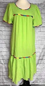 Beverly West hellgrün & Regenbogen Gaze Haus Kleid Moo Moo Freizeit Größe M USA - Bild 1 von 12
