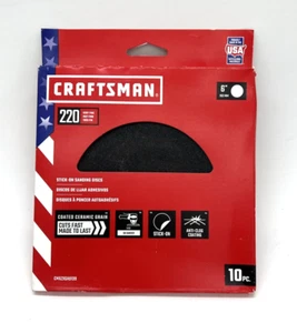Paquete de 10 lijadoras adhesivas Craftsman CMXZXGA9139 6" diámetro 220 grano disco de lijado - Imagen 1 de 2