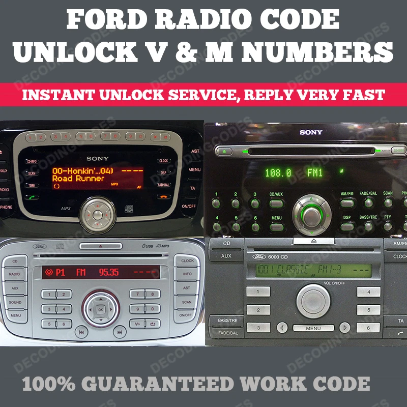 FORD RADIO CODE SERVICE KA FOCUS MONDEO FIESTA TRANSIT SONY 6000 6006 CD STEREO - Bild 1 von 1