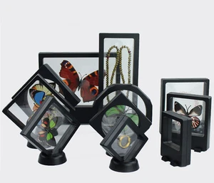 3D Floating Bracelet Ring Jewelry Coin Display Frame Holder Stand Box Case Black - Picture 1 of 13