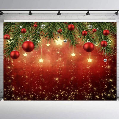 10x8英尺金星红色和银色圣诞球乙烯基背景背景背景 — 第 1/4 张图片