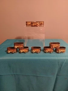 Juego De Colección De 10 Anillos Servilleteros Latón Metal Cinta Lazo Tono Plata Oro - Imagen 1 de 9