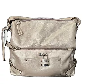 Laura DiMaggio metallic leather handbag / purse Pewter - New with tag - Picture 1 of 9