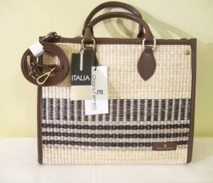 Chiara Ferretti Leather And Raffia Check Satchel - NWT - Italian made - Picture 1 of 7