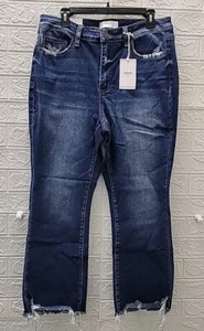 New Vervet Blue Bella High Rise Flare Distressed Stretch Jean Blue Size 16 - Picture 1 of 7