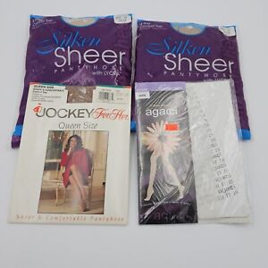 Vintage Lot Of Ladies Pantyhose Queen Size Agacci, Silken Sheer by Amway, Jockey