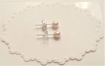 Pendientes de perlas rosadas de cristal de Swarovski de plata de ley  Foto 1 de 4