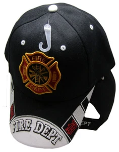 Fire Department Dept FIRE FIGHTER Scripture Black Embroidered Cap Hat - Picture 1 of 5