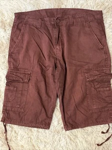 Ring Of Fire Men’s Cargo Shorts Size 34 Burgundy Red - Picture 1 of 1