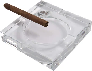 Ashtray - Crystal Cigar Ashtray With 4 Slots, Includes Gift Box - 5.8 x 5.8 x... - Picture 1 of 12