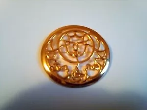 Mary McFadden Brosche Abstrakt Blumen Jugendstil Riesige Goldfarbene Anstecknadel - Bild 1 von 2