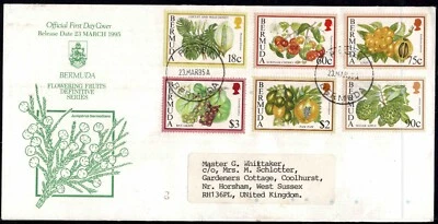 Bermuda 1995 Flowering Fruits  FDC - Set Of Six Stamps - Used - Image 1 of 2