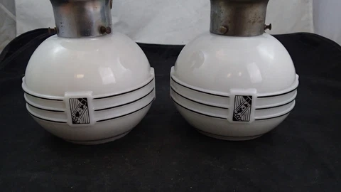 Vintage Light Fixture w/ J.C. Virden Black Art Deco Stenciled Design Shade Cover