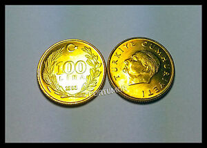 TURKEY 100 LIRA 1993  ALUMINUM - BRONZE UNCIRCULATED COIN KM# 998