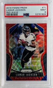 2019 PANINI PRIZM #71 LAMAR JACKSON RED WAVE Baltimore Ravens PSA 9 Mint - Picture 1 of 3