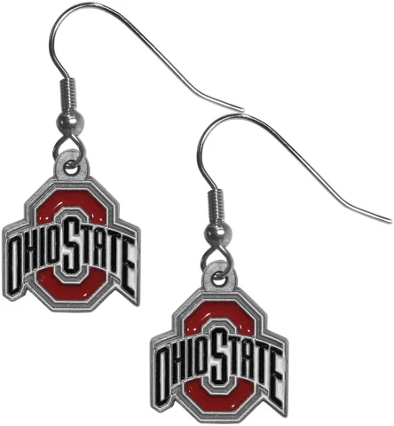 Ohio State Buckeyes OSU Football Logo NCAA Silver Charm Dangle Earrings Cover