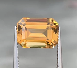 VVS 5.95 Ct Natural Honey Gold Citrine Gemstone Emerald Cut From Madagascar - Picture 1 of 3