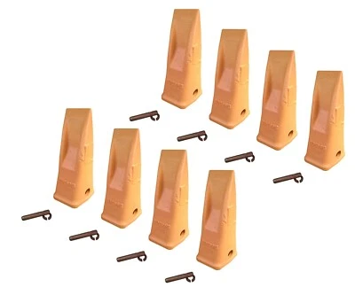 8 Heavy Duty Long Excavator/Loader Bucket Teeth w/ Pins, Fits Cat J300, 9N-4302 - Image 1 of 4