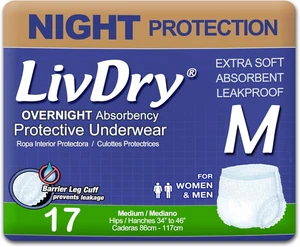 Adult M Incontinence Underwear, Overnight Comfort Absorbency, Leak Protection, M - Picture 1 of 8