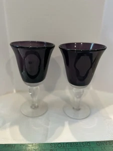 2 Artland Salute Amethyst Blown Glass Large Water Goblets/Wine Glasses, 8” Tall - Picture 1 of 7