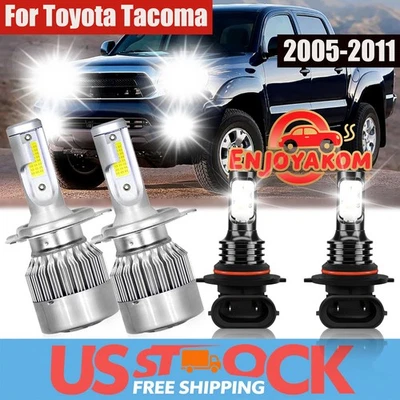 Combo kit de faros LED de haz alto + bajo + luz antiniebla 4x para Toyota Tacoma 2005-2011 Foto 1 de 4