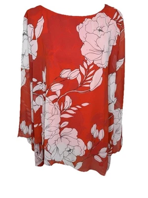 Camisa Top Chicos Kimono Manga Floral Chifón Talla 4 2XL Asimétrica Foto 1 de 4
