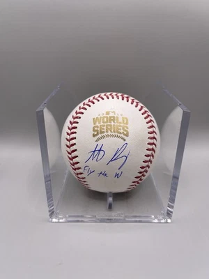 Anthony Rizzo Firmado Inscrito Serie Mundial 2016 Beckett Certificado de Autenticidad con Cubo L1 Foto 1 de 4