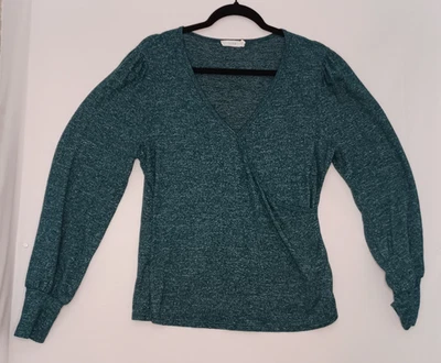 Women's Lush Deep Teal Sweater/Long Sleeve Top with V-Neck - Image 1 of 4