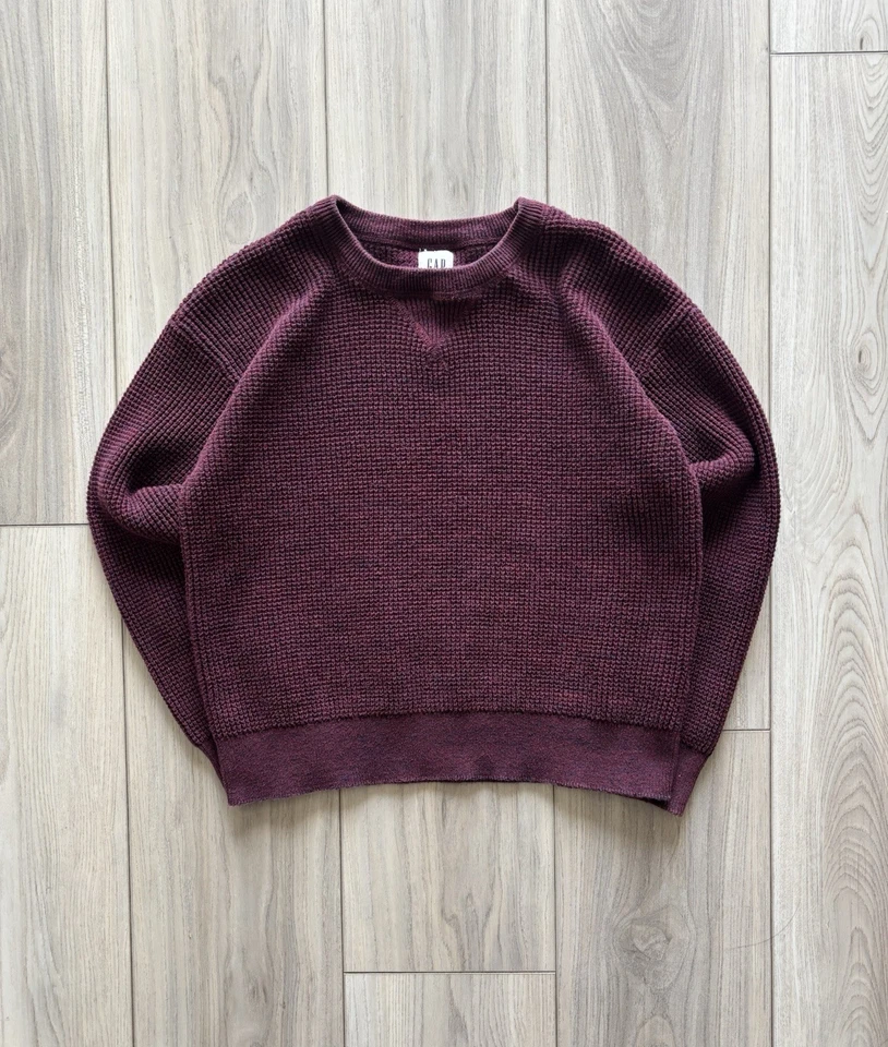 Burgundy Kids Gap Sweater Size Large (10) Crew Neck Unisex Pullover Long Sleeve - Image 1 of 4