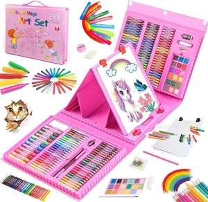 208PCS Deluxe Coloring Art Set, Kinder Tragbares Zeichnen & Malen Kit, WEIHNACHTSGESCHENK - Bild 1 von 7