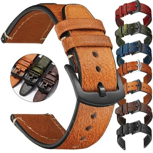 Leather Watch Band 18/20/22mm Replace Quick Release Smart Watch Strap Bracelet - Picture 1 of 16