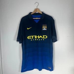 Manchester City Men's Blue Football Shirt 2014-15 Away Kit - Size XL - Picture 1 of 13