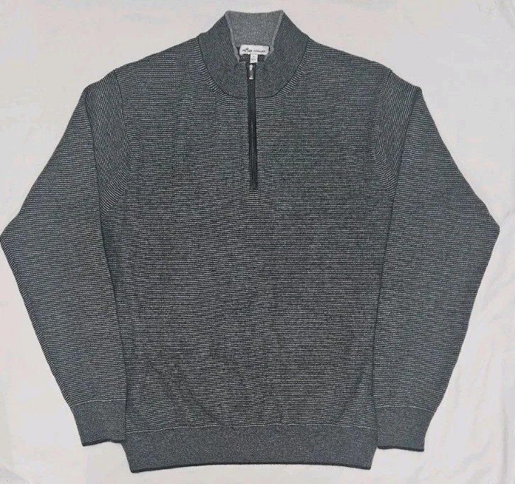 Suéter Peter Millar Crown Para Hombre XL Cuarto Cremallera Gris Tejido Lujo Lana Cachemira Foto 1 de 4