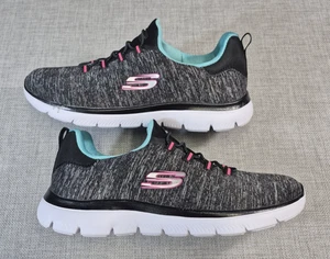 Skechers Summits-Quick Getaway Sneakers Black Heathered knit Fabric Sz  8.5 - Picture 1 of 13