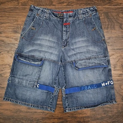 Pantalones Cortos De Colección Marithe Francois Girbaud Para Hombres 36 Denim Cinta Transbordador Pantalones de mezclilla Sueltos Y2K Foto 1 de 4