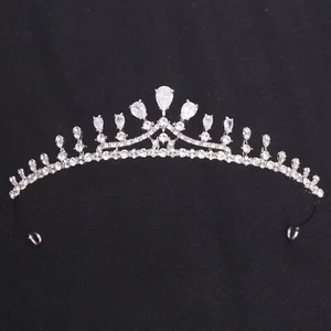 Silber CZ Kristall Braut Hochzeit Tiara Krone Krone Hochzeit kubisch Zirkonia Tiara - Bild 1 von 4
