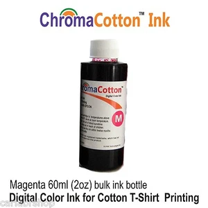 1 MAGENTA FARBE TINTE NACHFÜLLFLASCHE TINTENSTRAHLDRUCKER DRUCK BAUMWOLLE T-SHIRT 60ml. - Bild 1 von 1